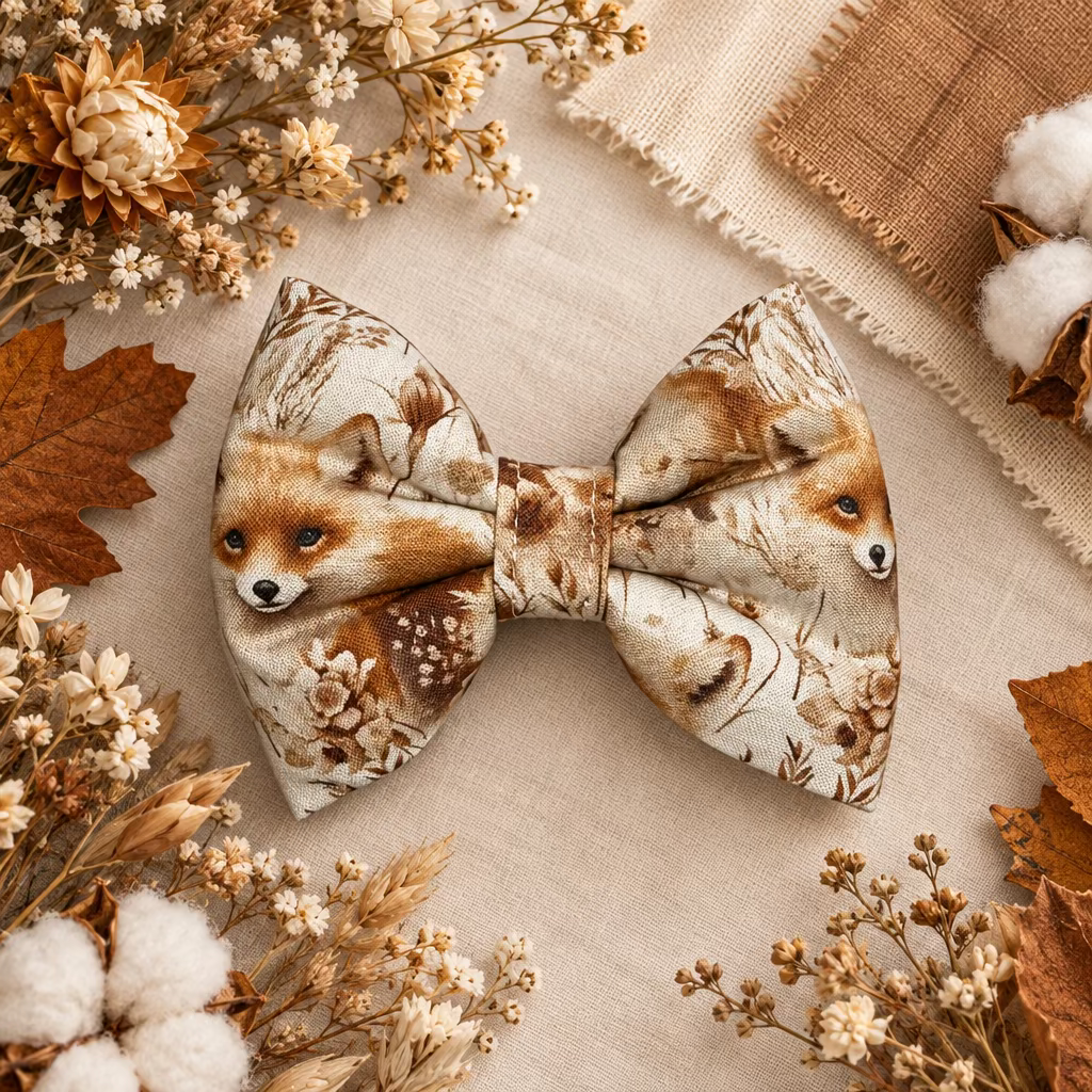 Floral Fox Bouffant Bow Tie